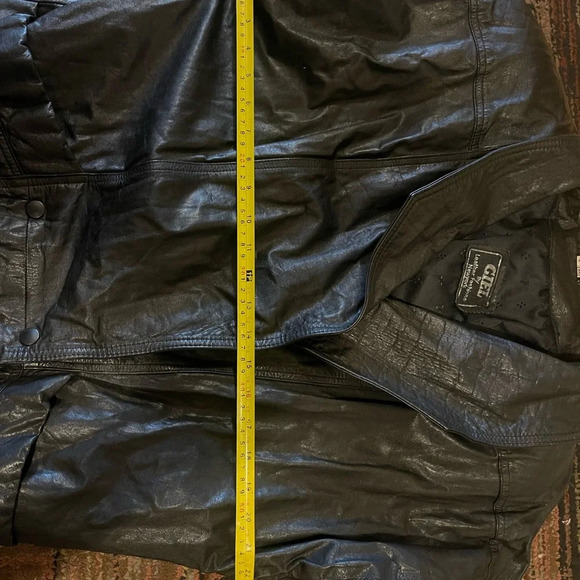 VTG Natural leather long jacket/ coat size M BLACK Turkey - Picture 6 of 11